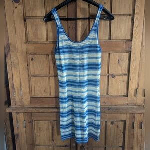 The Kimberly Mini Dress in Marina Blue Stripe Solid & Striped Swimsuit Cover